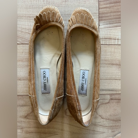 Jimmy Choo suede ballet flats/ moccasins tan suede sz 37 / 6.5 - Picture 5 of 6